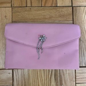 French Connection pink clutch purse (with strap)